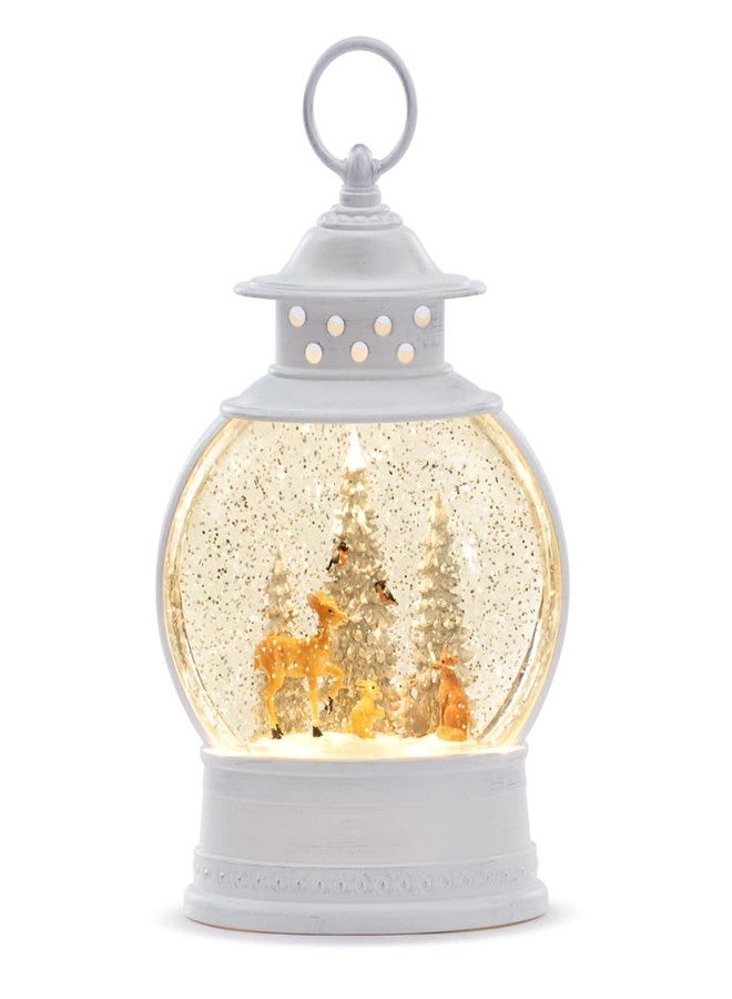 فانوس نابكو كروي مائي مضيء بإضاءة LED مقاس 11 بوصة على شكل حيوانات غابة، مشهد غابة، أبيض دوار لامع، زينة عيد الميلاد